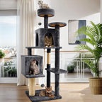 Elevate Your Cat's Playtime with the WeCharmer 58" Cat Tree - Complete with Cozy Condos, Scratching Post, and Fun Hanging Toy!