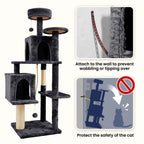 Elevate Your Cat's Playtime with the WeCharmer 58" Cat Tree - Complete with Cozy Condos, Scratching Post, and Fun Hanging Toy!